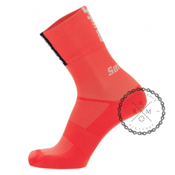 Santini Men Road Cycling Socks Team Trek Segafredo Granatina Pink - Sock Kaos Kaki Sepeda Balap Road
