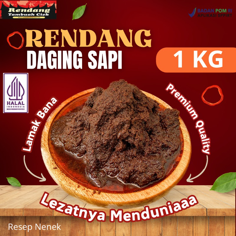 

RENDANG PADANG 1kg - 1Kilo -DAGING SAPI- PREMIUM 100% HALAL