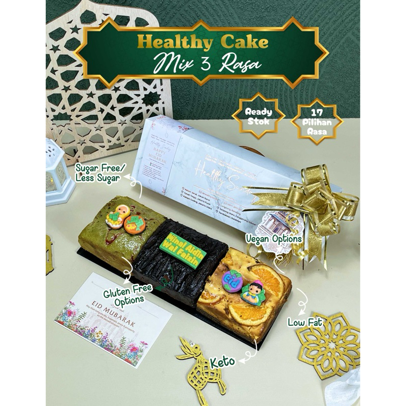 

READY STOCK HAMPERS EID MUBARAK HEALTHY CAKE MIX 3 RASA LARGE, BANDUNG