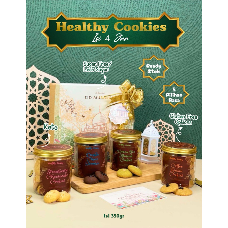 

READY STOCK HAMPERS EID MUBARAK HEALTHY COOKIES ISI 4 BOX PREMIUM. BANDUNG