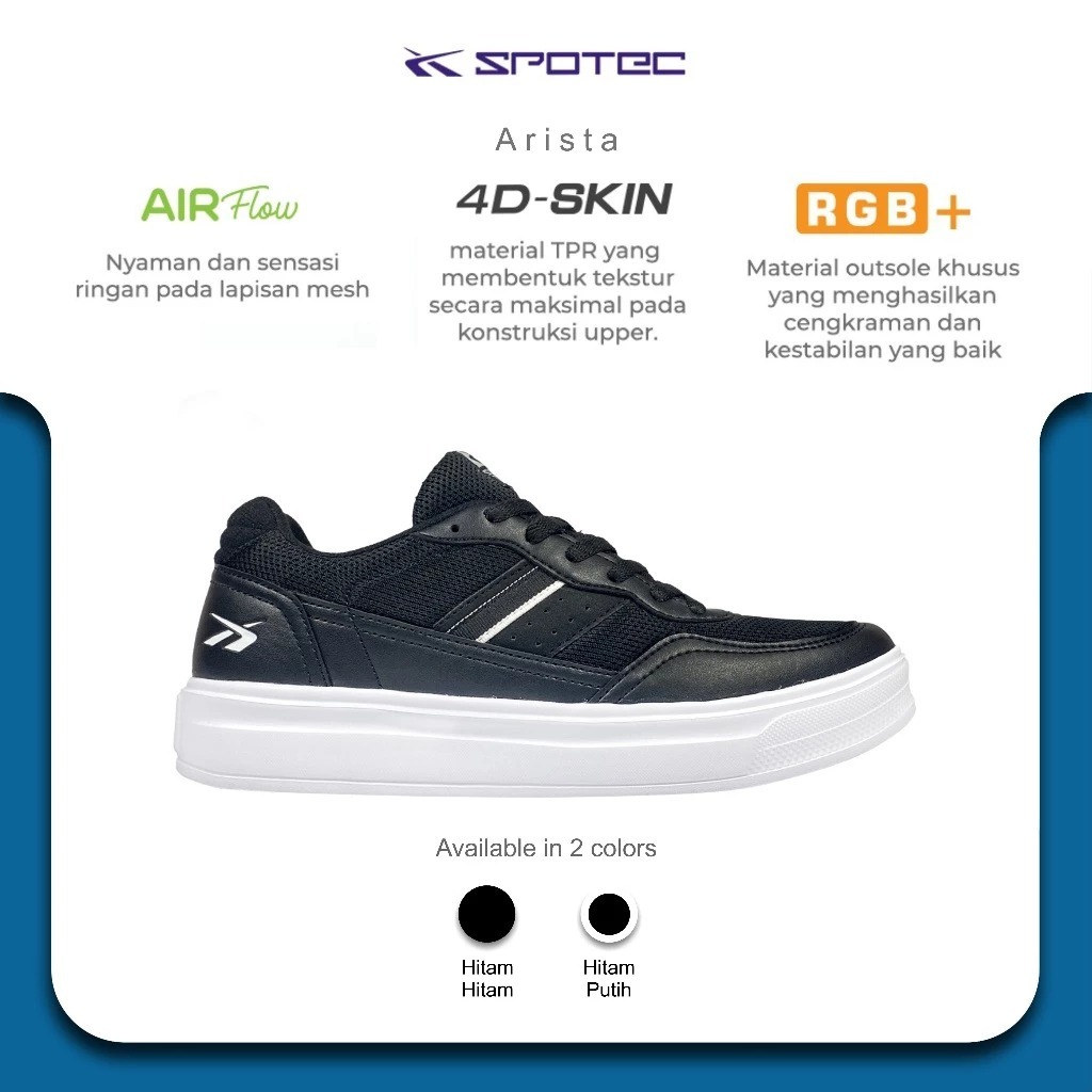 SPOTEC Sepatu Sneaker Artikel ARISTA-Hitam/Putih Spotec Original