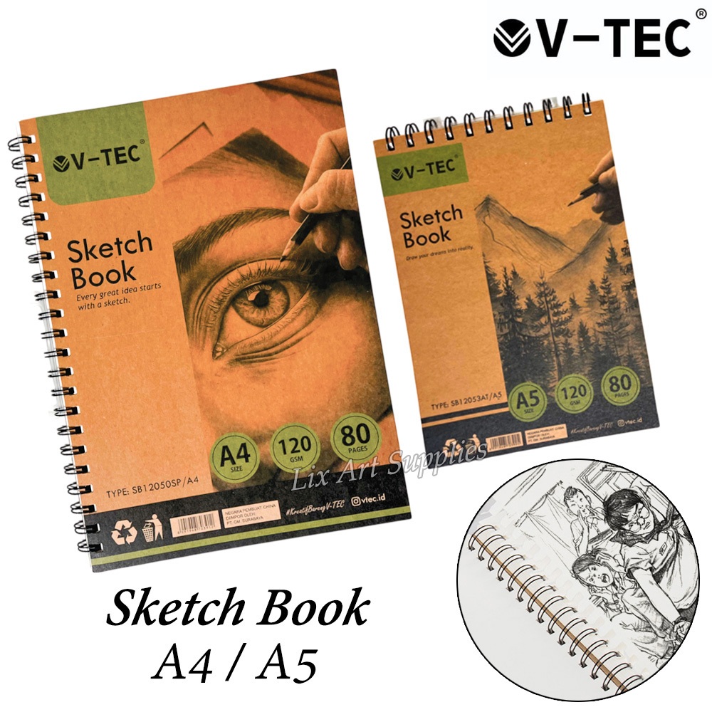

V-TEC Buku Sketsa A4 / A5 Sketch Book Jilid Spiral 120gsm