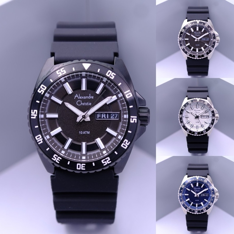 JAM TANGAN PRIA ALEXANDRE CHRISTIE AC 6541 AC6541 RUBBER ORIGINAL