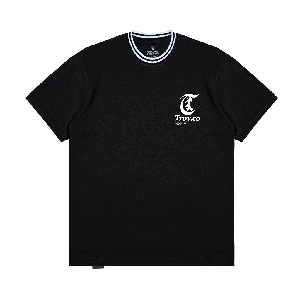 Troy Company Neck Strip Tshirt Black Club x199 - Kaos Lengan Pendek Kaos Hitam KST 3053-2B2W