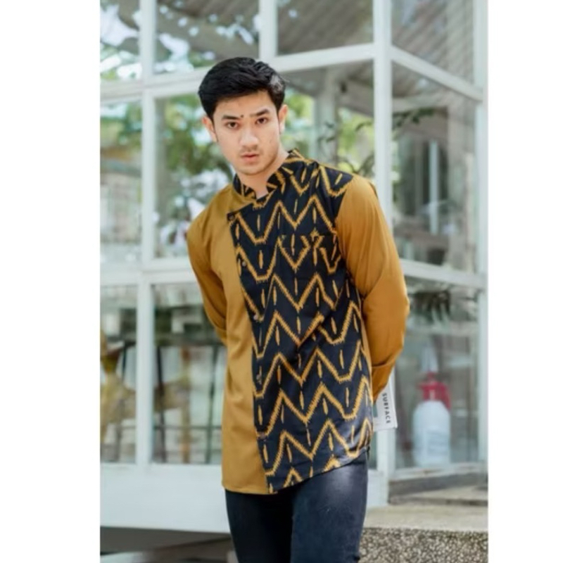 Kemeja Batik Pria NUC.ID Kemas 02 (Coklat Kemasan)