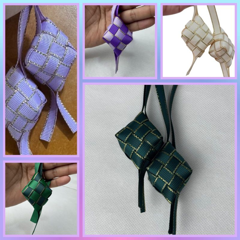 

1 PC - Ketupat Pita Bahan Pita Grosgrain Premium Isi Dacron | Idul Fitri | Lebaran
