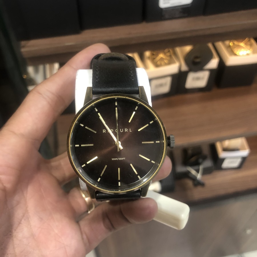 Jam tangan pria rip curl original drake leather bronze