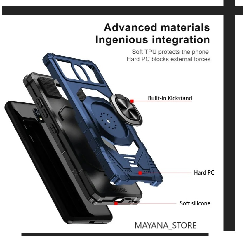 L- (2025) 2in1 Hard Case Transformer Ring Armor Xiaomi Redmi A5 14C 13C POCO F7 F6 X7 X6 X6Pro M6 Pr
