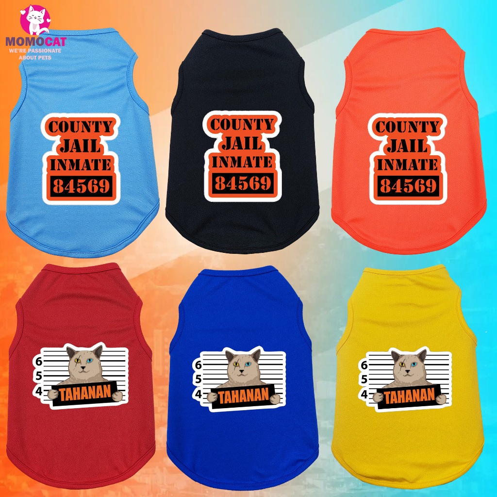 Pakaian Kucing/ Anjing County Jail/ Baju Kucing/ Pakaian Kostum Anjing/ Kucing Tahanan Penjara