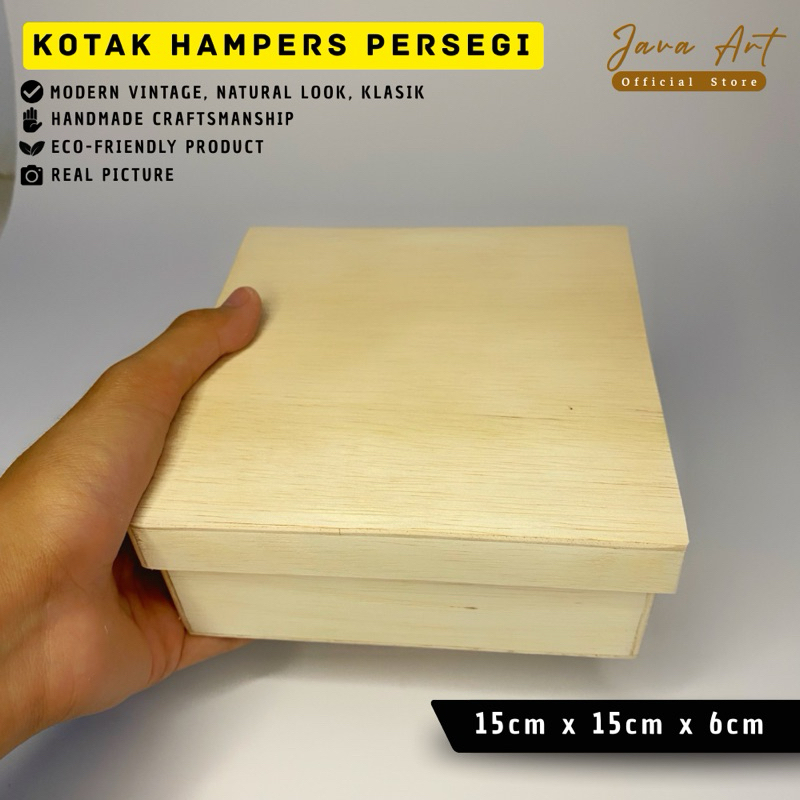 

WOOD BOX KOTAK KAYU PENYIMPANAN, SOUVERNIR KLASIK MINI UKURAN 15cm × 15cm × 6cm