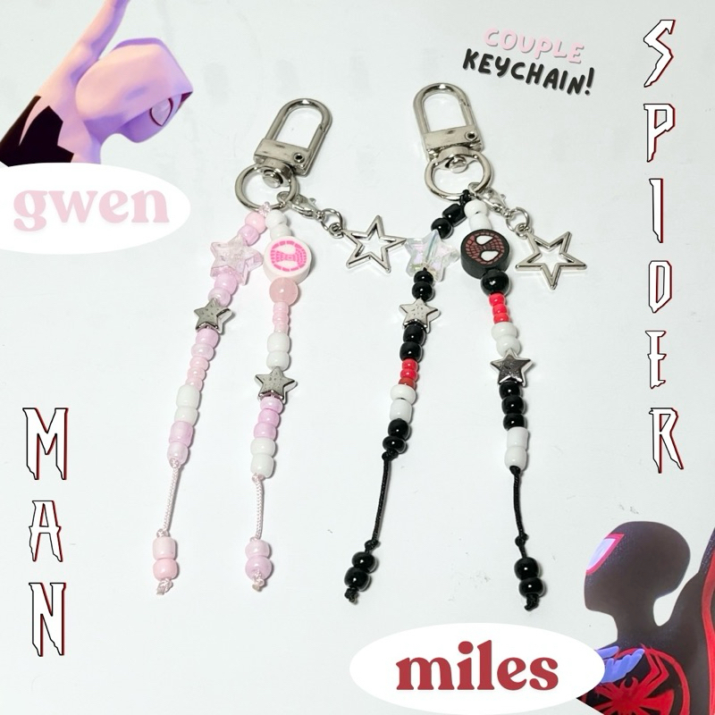 gantungan tas couple spiderman gwen and miles | bag charm couple spiderman gwen dan miles | aksesori