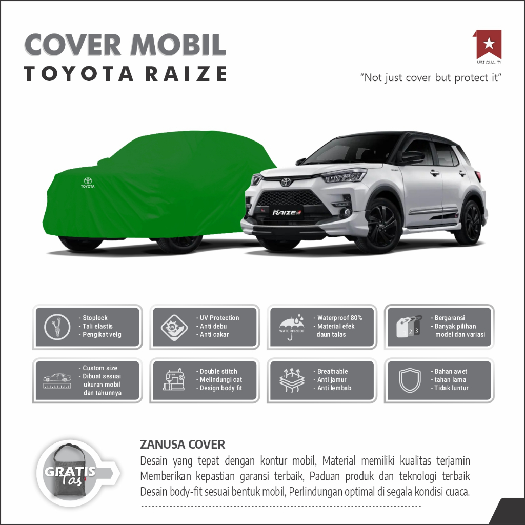 BODY COVER TOYOTA RAIZE, SARUNG MOBIL RAIZE, SELIMUT MOBIL RAIZE