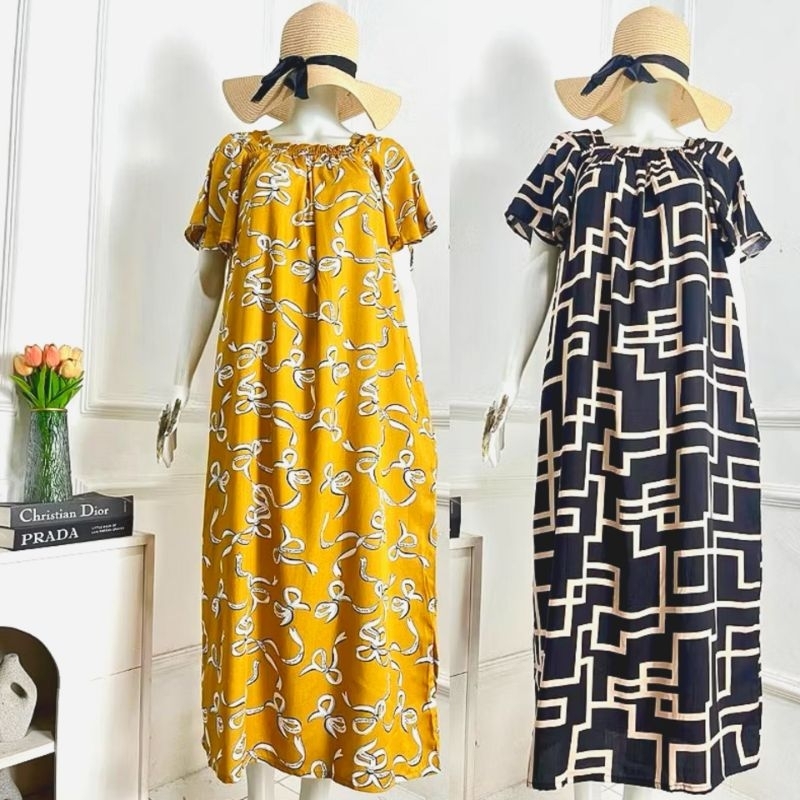 Longdress Maona Jumbo Ld 120cm 140cm | Dress Kekinian Bahan Rayon Viscose Premium Adem | Daster Vira