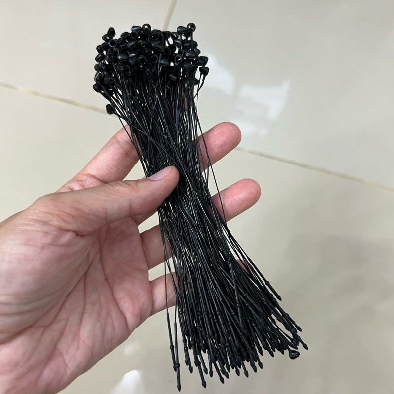 

170pcs Loop Lock String Pin / Hang Tag Plastik / Tali Label Baju - Black