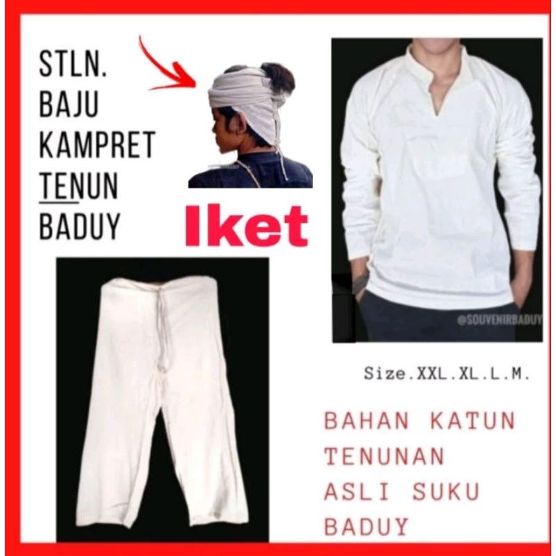 satu Set pakaian pria baju koko baduy dalam, tenunan suku baduy