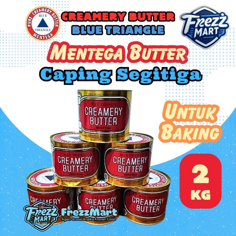 

Mentega Caping Segitiga 2kg Pure Creamery Butter Blue Triangle Untuk Baking