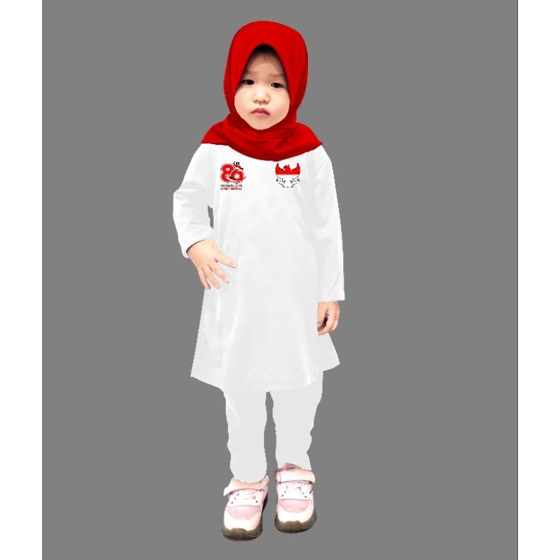 Baju Merah Putih Anak Perempuan Laki Ke80 Kaos Agustusan Garuda Bju Lomba Ank Cewe Seragam 17An Stel