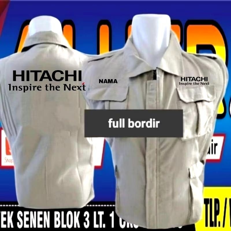 Rompi Hitachi rompi kerja Hitachi rompi kerah Hitachi Rompi seragam Hitachi rompi operator alat bera