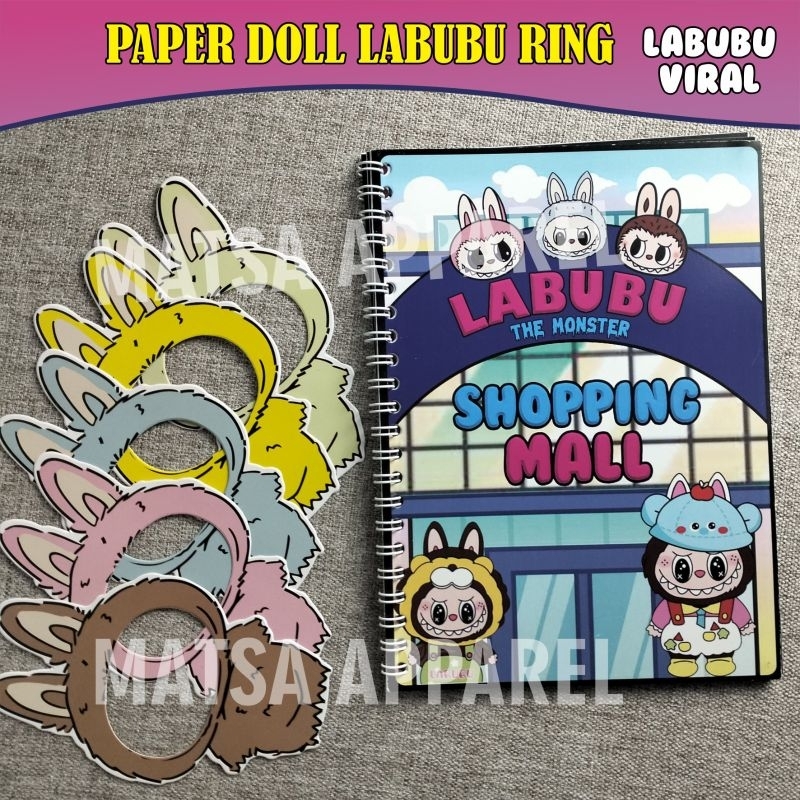 Paper doll labubu ring, mainan viral labubu BP, Paper doll