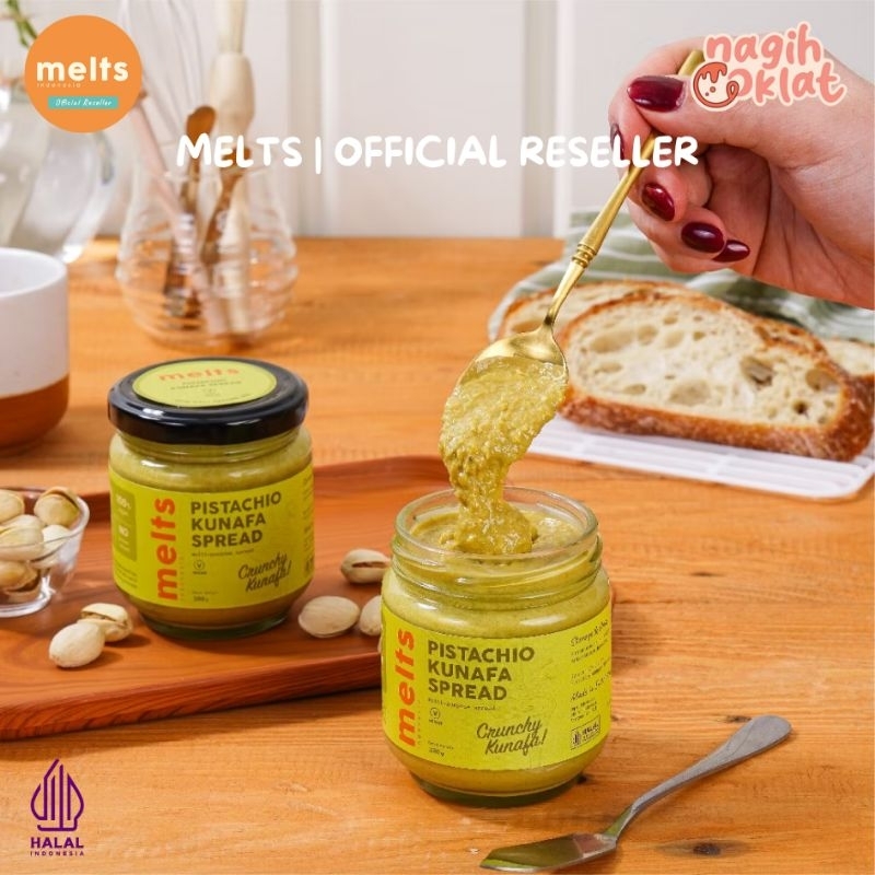 

MELTS Pistachio Kunafa Spread (MOHON BACA DESKRIPSI PRODUK) | Selai Kacang Crunchy Plant Based Vegan untuk Olesan Roti Bahan Kue Baking Topping Pastry - @nagihcoklat