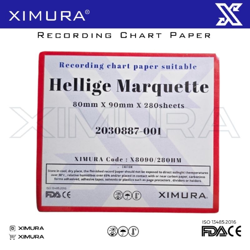 XIMURA Kertas EKG ECG HELLIGE MARQUETTE 80mm X 90mm X 280 sheets GE mac 400 mac 600 2030877-001