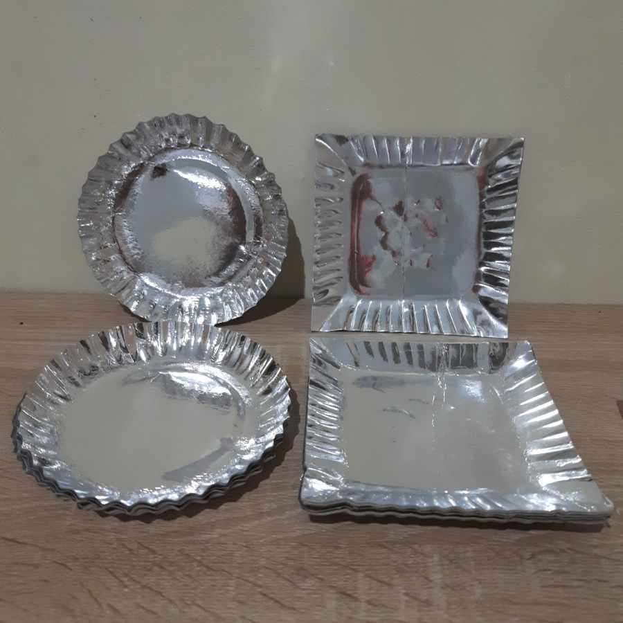 100 pcs lepek kertas kue ulang tahun silver