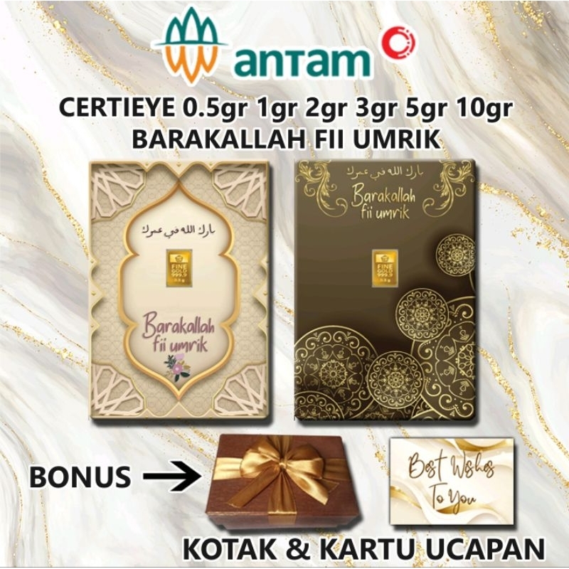 Emas ANTAM BARAKALLAH FII UMRIK Gift Series Custom Certieye Certicard