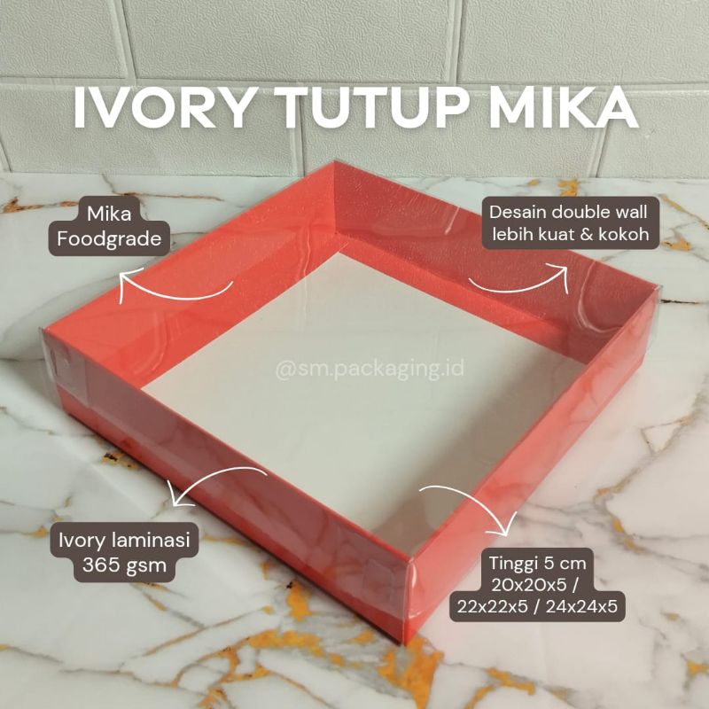 (GROSIR ISI 70) BOX DUS IVORY 22x22x5 cm PUTIH MERAH HIJAU Hampers Mika Cake Kue Brownies Pudding