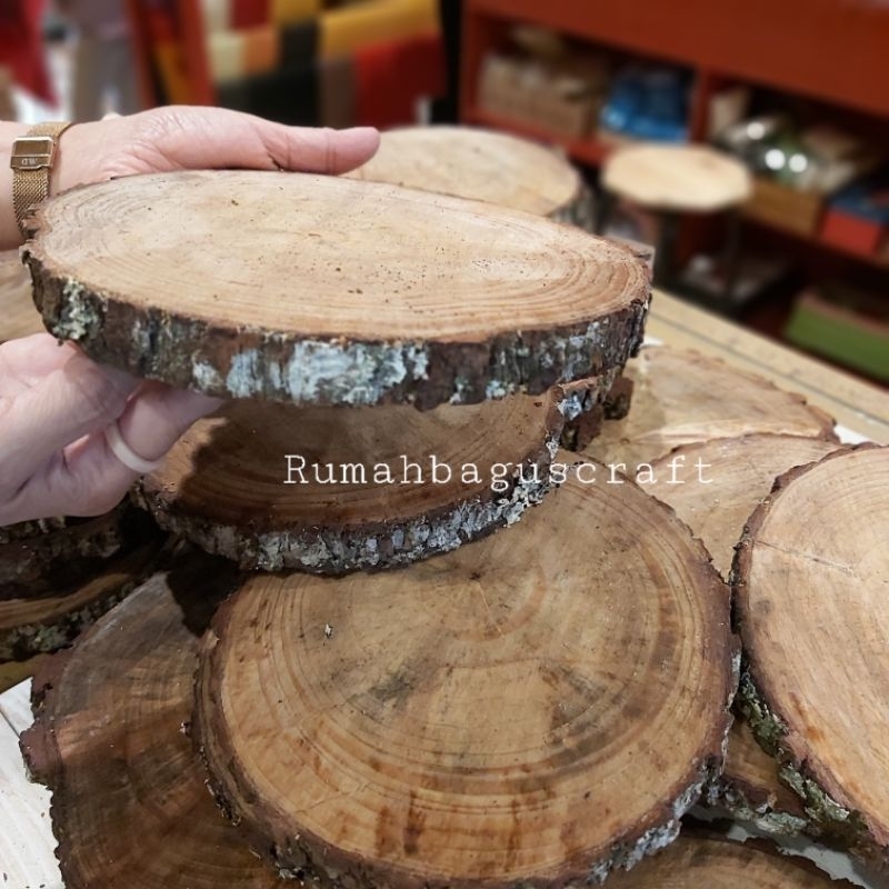 batang kayu/ woodslice/ alas kayu dari pohon pinus