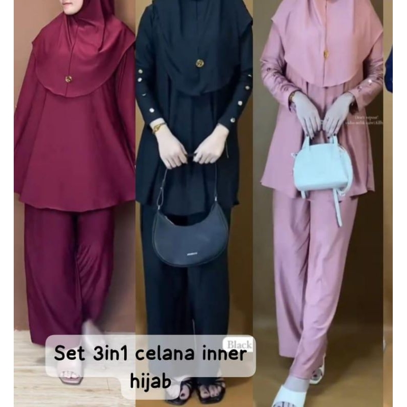 set 3 in 1 celana inc inner hijab