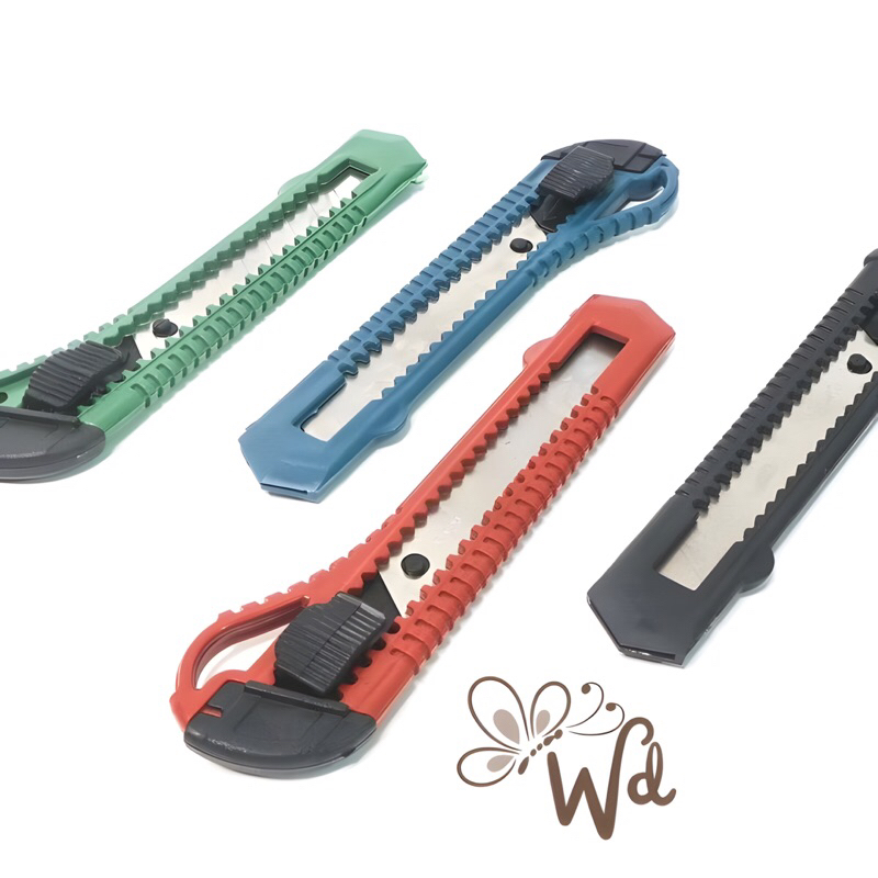 

Kater tajam piso cutter serbaguna bisa isi ulang pisau tipis alat pemotong kertas kardus murah Sliding Knife Cutting Tool cuter