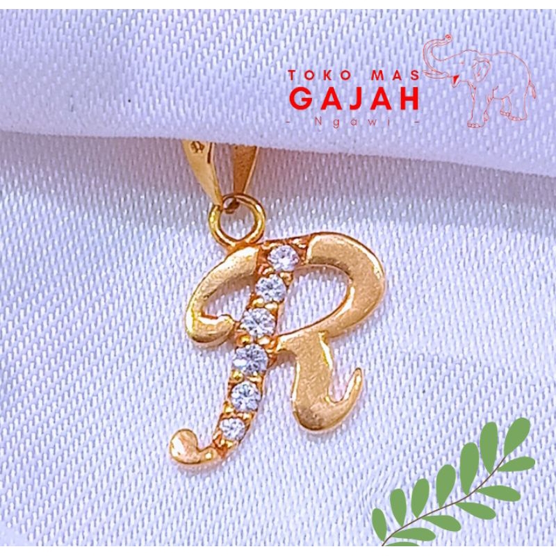 Liontin emas huruf R mata putih terkini,murah,cantik