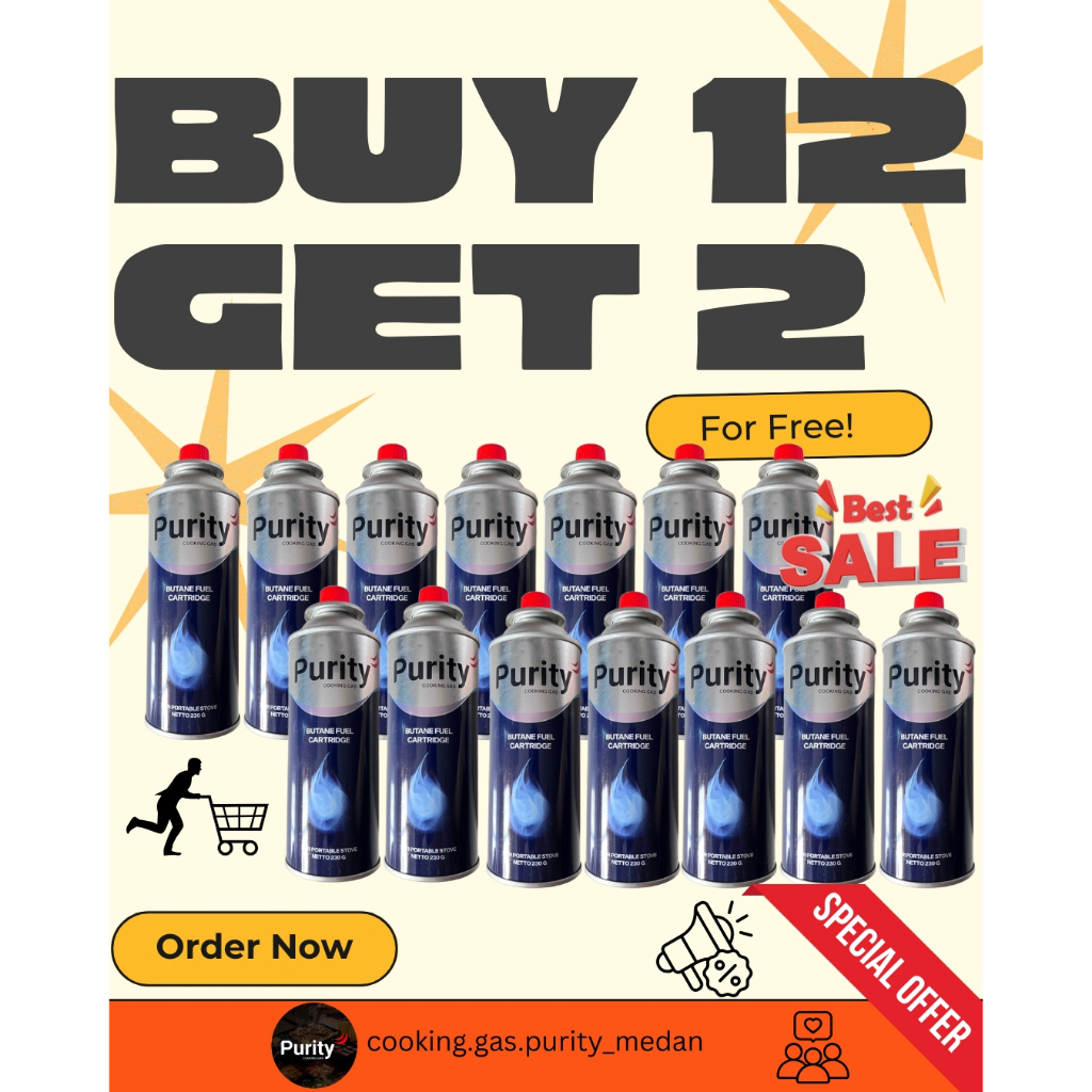 PURITY / GAS PORTABLE PURITY / BELI 12 GRATIS 2 / GAS CARTIDGE / GAS UNTUK KOMPOR PORTABLE  / GAS PO