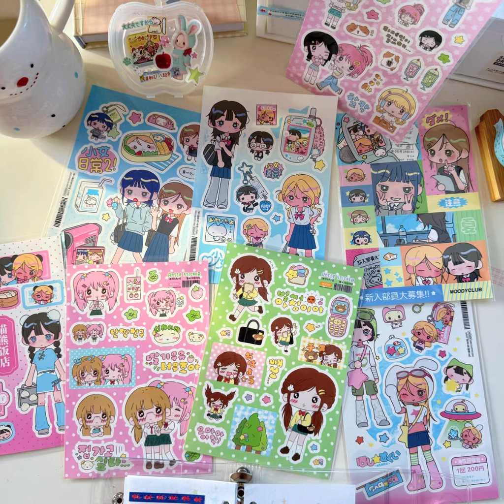 

[WindHeart] 1 lembar sticker sheet cute girl sticker ins Korean cartoon DIY creative stickers 22526