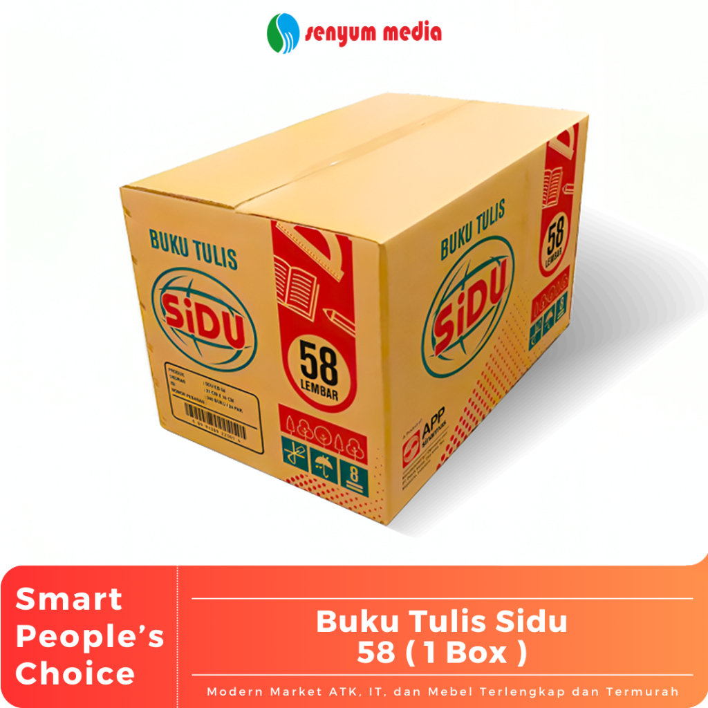 

Buku Tulis Sinar Dunia SIDU 58 Lembar (1 Box Isi 24 Pack / 240 Buku) (S:BOX)