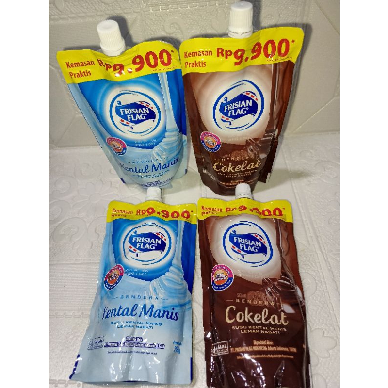 

frisian flag susu kental manis pouch rasa coklat dan vanilla