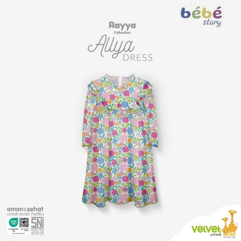 VELVET JUNIOR BAJU RAYA ANAK PEREMPUAN - ALLYA DRESS SERIES