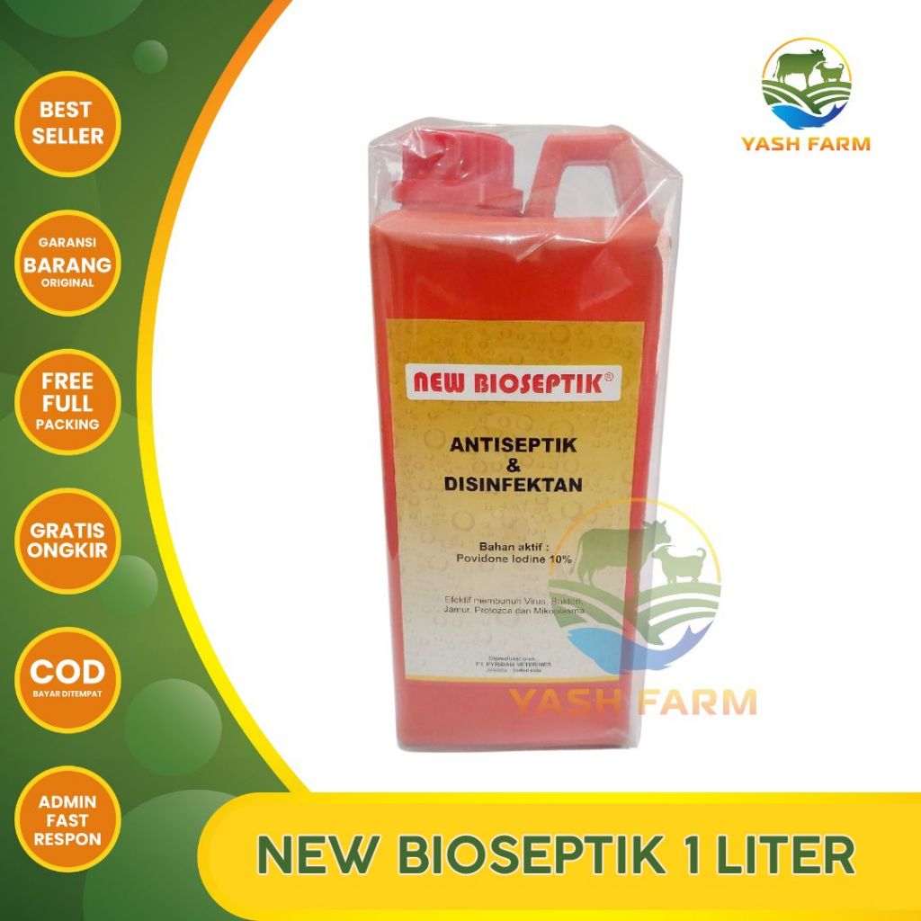 NEW BIOSEPTIK 1 LITER ( POVIDONE IODINE 10%, DESINFEKTAN )