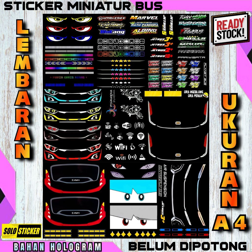 

Paket Stiker Miniatur Bus Sticker Variasi Miniatur Bus Plastik Bahan Hologram Ukuran A4