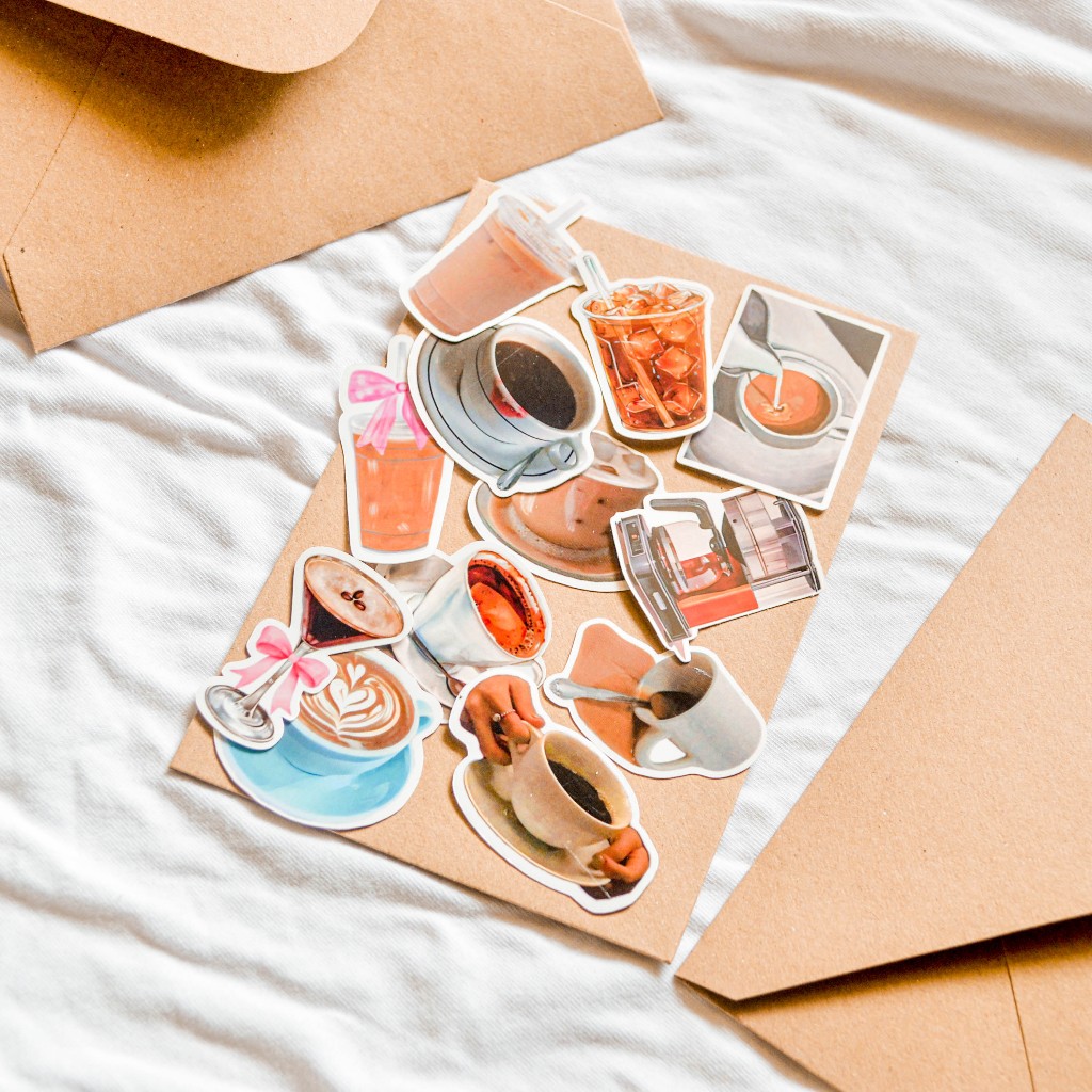 

Stiker Jurnal Tema Kopi Coffee Cafe Aesthetic Anti Air Journaling Sticker Lucu Dekorasi Scrapbook Bullet Journal Laptop HP Case DIY Planner