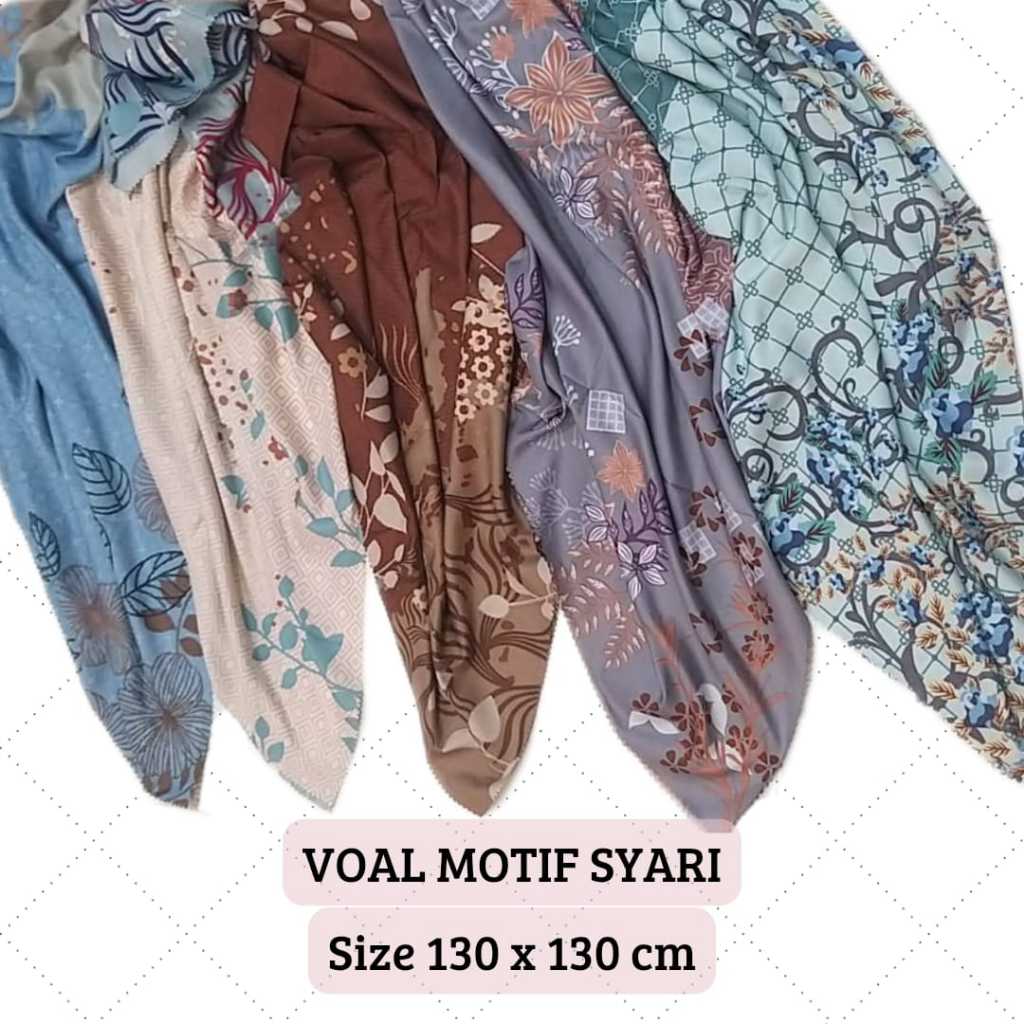Hijab - Jilbab segiempat voal motif jumbo