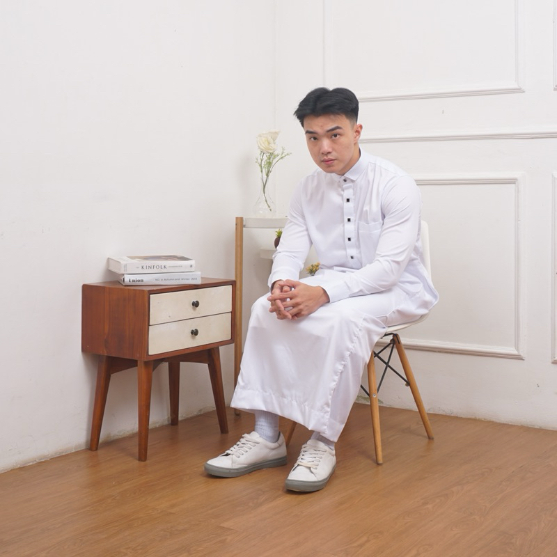[ SAHABIE ] Gamis Pria Slimfit Uwais Thobe Series Putih| Gamis Pria Slimpit Premium | Jubah Pria Pre