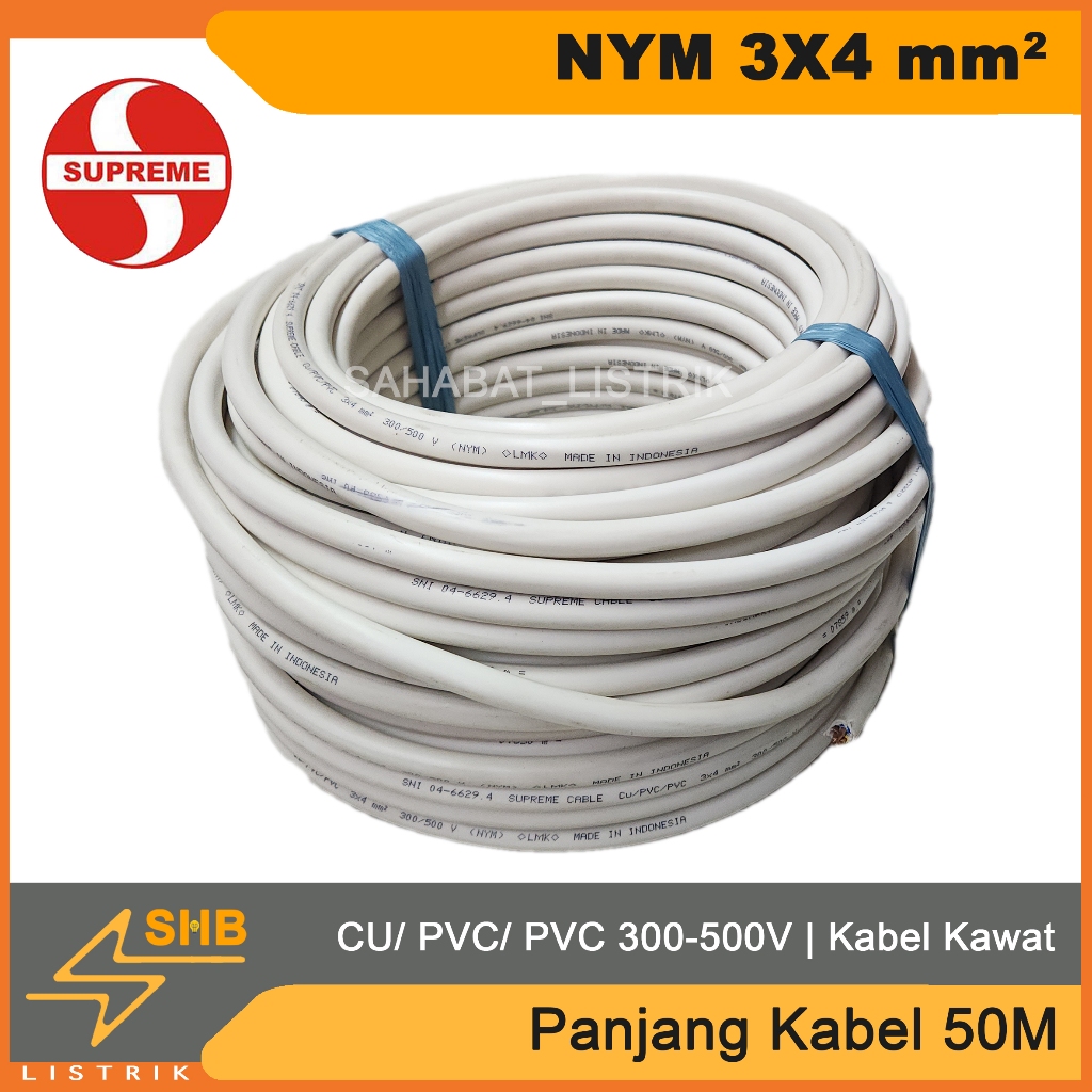 Supreme Kabel NYM 3x4 Panjang 50 M Meter