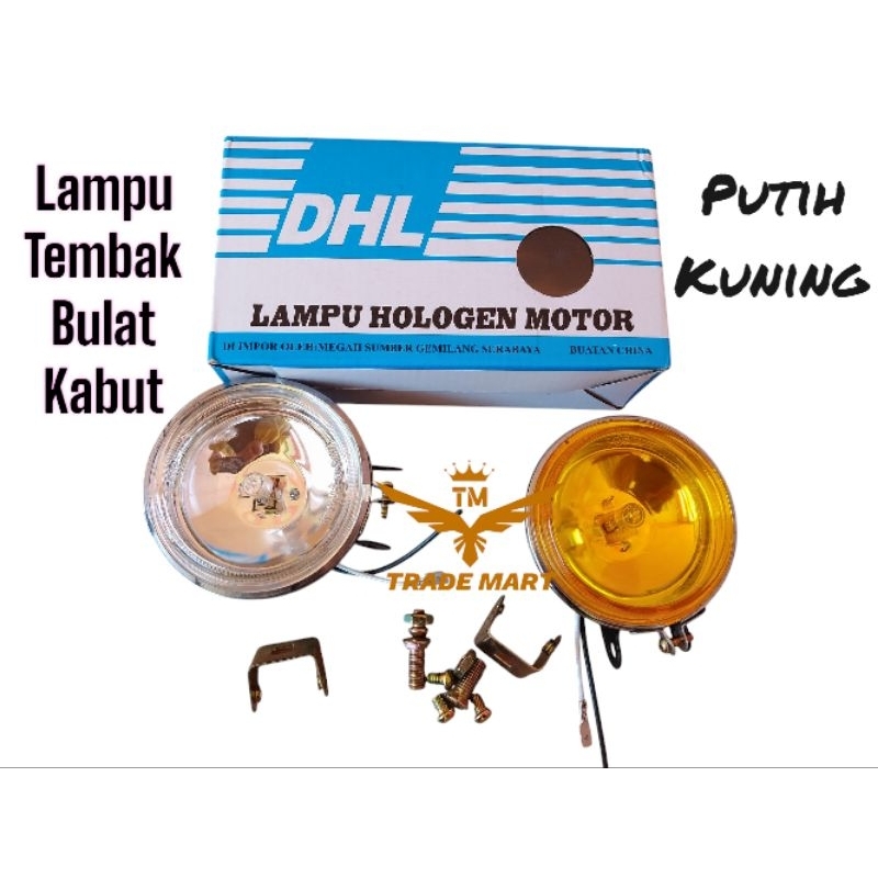 Lampu tembak kabut bulat motor/mobil Putih/kuning DHL