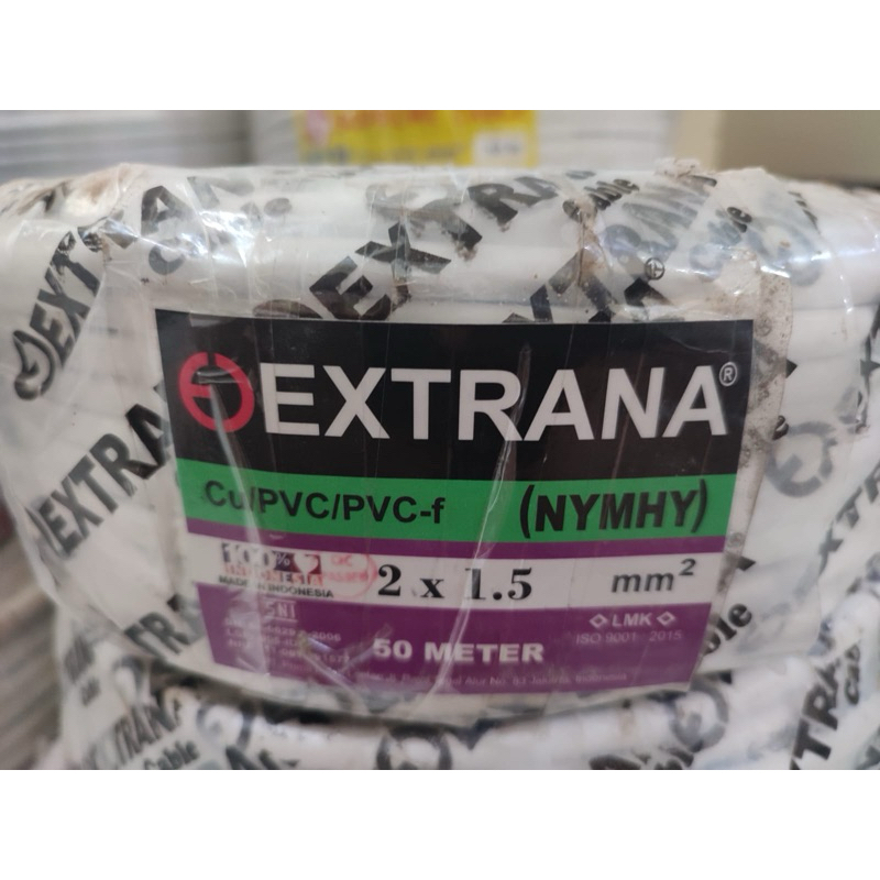Kabel NYMHY Extrana 2x1,5mm putih(1roll 50meter)/Extrana 2x1,5mm NYMHY