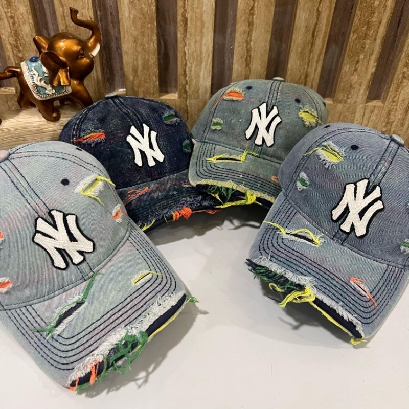 topi bisbol premium hat cowok cewek cap sobek ny5 denim