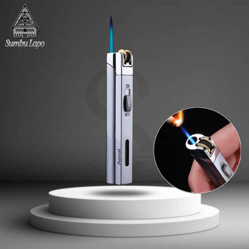 Korek AM 228 Pemantik Tahan Angin Mini Pemantik Gas Butana Pemantik Api Biru Roda Gerinda Logam Pema