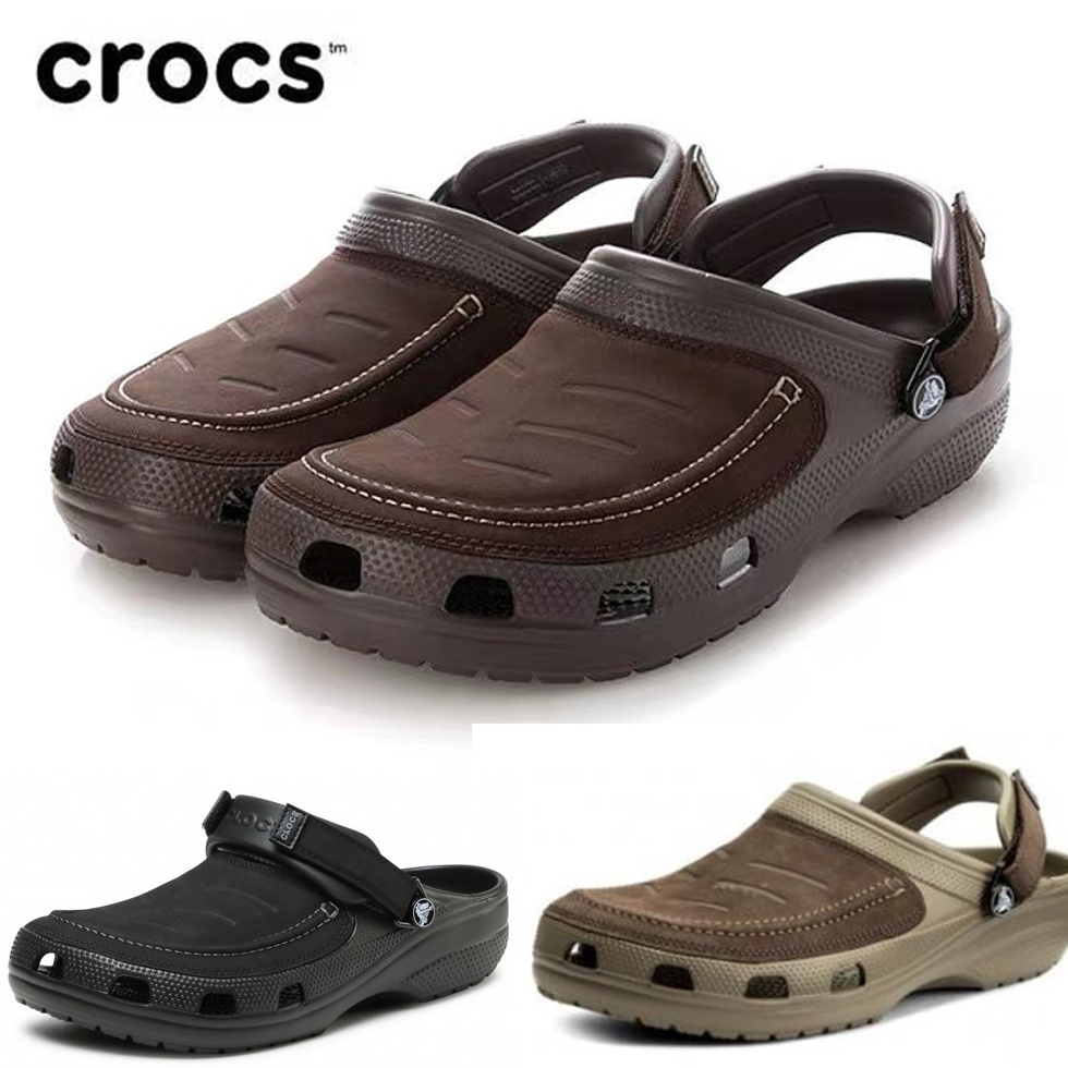 KODE C12B Sandal Crocs pria Yukon Leather Sandal Kodok Pria Crocs Yukon Sandal Slip On Pria