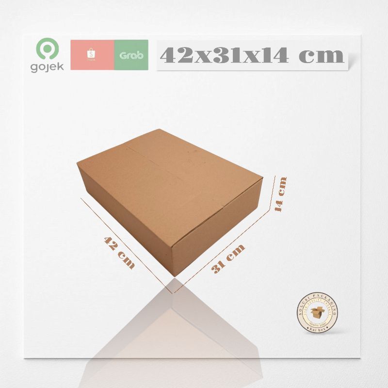 

kardus ukuran 42x31x14 cm box singel wall polos ST