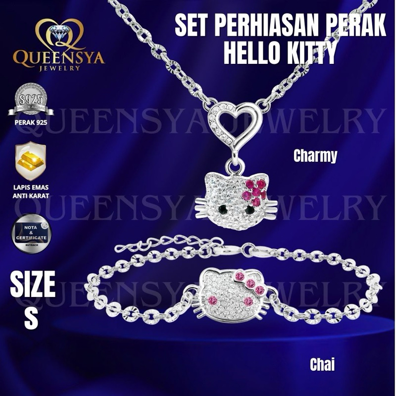 Kalung perak anak - gelang perak anak hello kitty - gelang perak anak perempuan - Queensya Jewelry